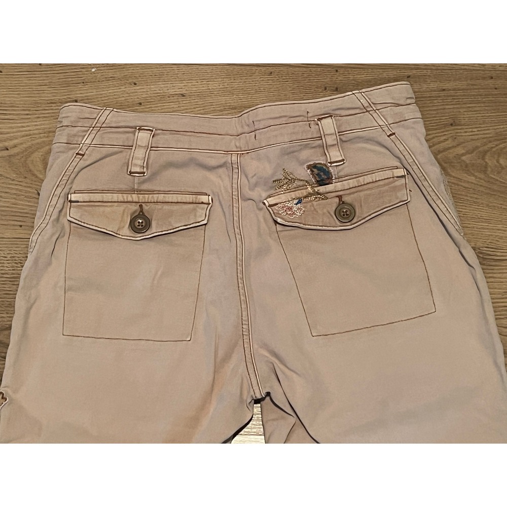 Anthropologie The Wanderer Pants Women 26 Tan Floral Embroidered Utility Boho - Picture 9 of 14